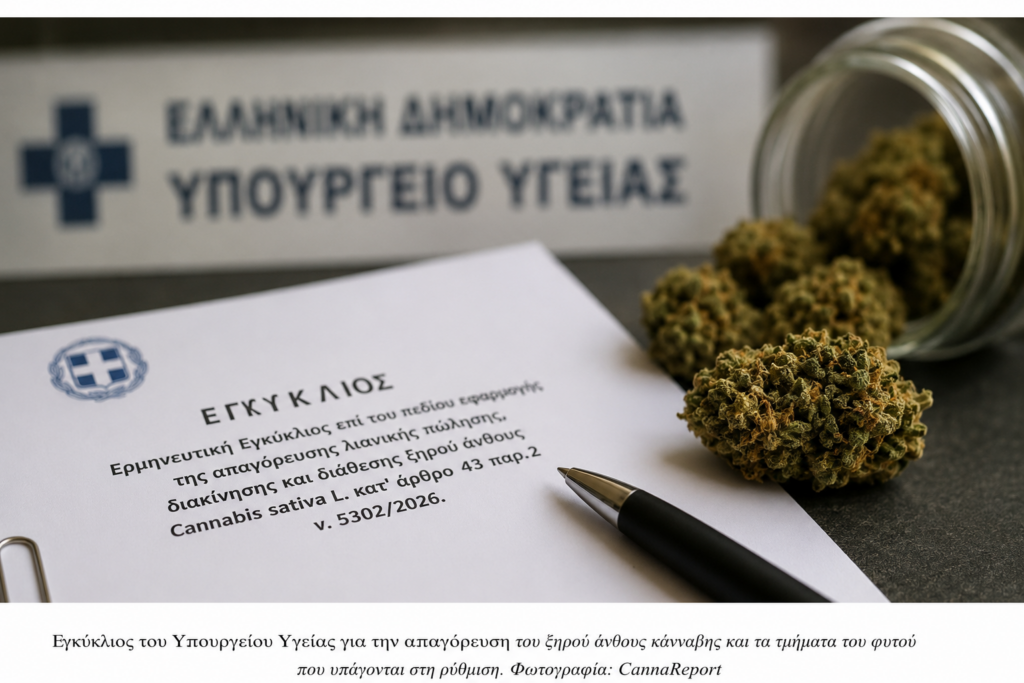 Εγκύκλιος του Υπουργείου Υγείας για την απαγόρευση του ξηρού άνθους κάνναβης δίπλα σε άνθη Cannabis sativa L.